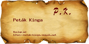 Peták Kinga névjegykártya